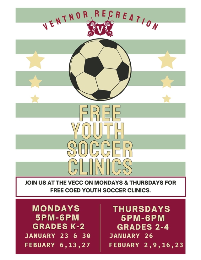 to Ventnor City, New Jersey Youth Soccer Clinic Begins January 23